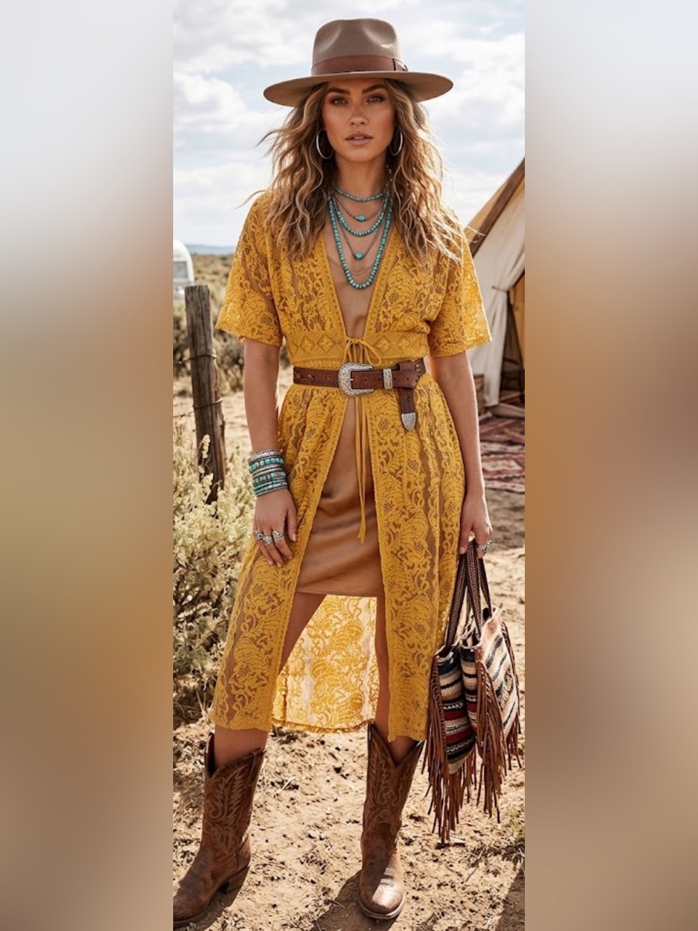 EST. 1948 kimono dress mustard Yellow Lace Short  Sleeve Tie Front Coverup S